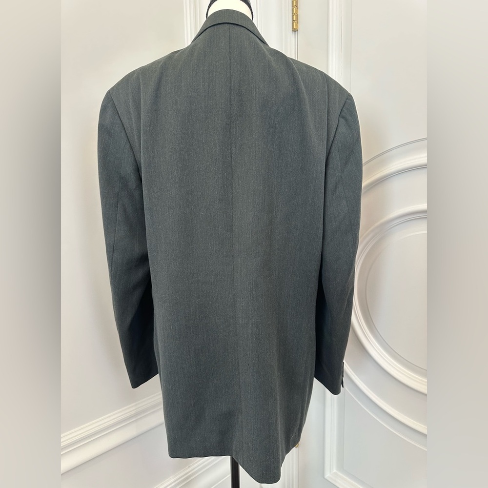 Oscar de la Renta Vintage Dapper Forest Green Double Breasted Blazer (Size 44L) - Picture 4 of 8